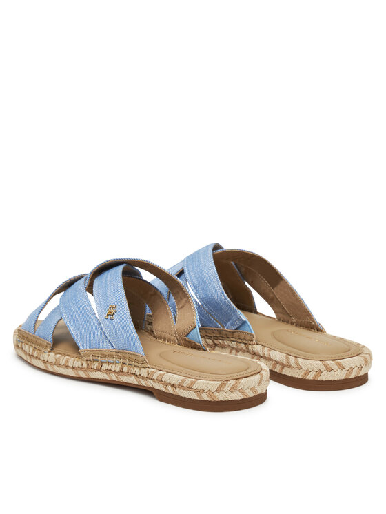 Tommy Hilfiger Espadrilles Tommy Hilfiger Chambray Espadrille Mule FW0FW08501 Kék