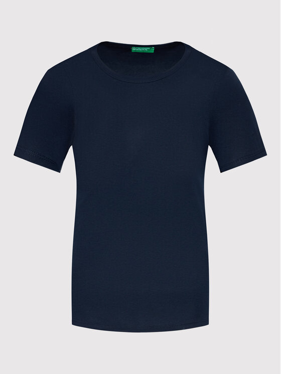 United Colors Of Benetton United Colors Of Benetton Marškinėliai 3GA2E16A0 Tamsiai mėlyna Regular Fit