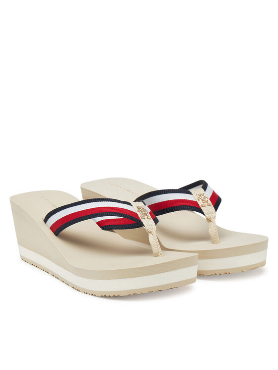 Tommy Hilfiger Flip flop Tommy Hilfiger Th Corporate Wedge Beach Sandal FW0FW08520 Bej
