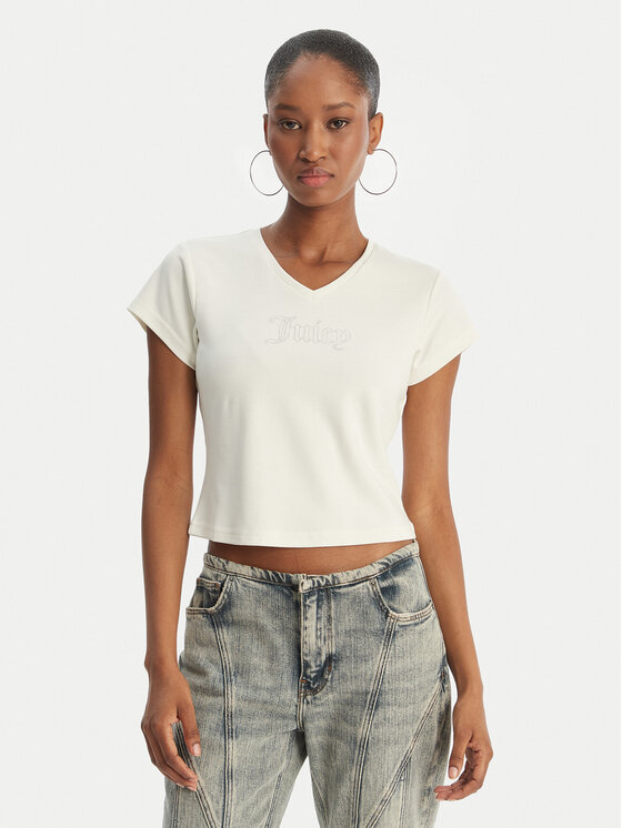 Juicy Couture Juicy Couture Camiseta Capped JCWCT126318 Écru Slim Fit