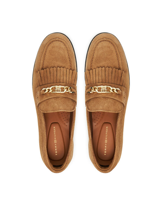 Tommy Hilfiger Loafersy Tommy Hilfiger Chain Fringe FW0FW08972 Hnědá