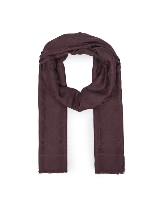 Calvin Klein Šál Calvin Klein Emblem Aop Glossy Tonal Scarf LV04F8096G Bordová