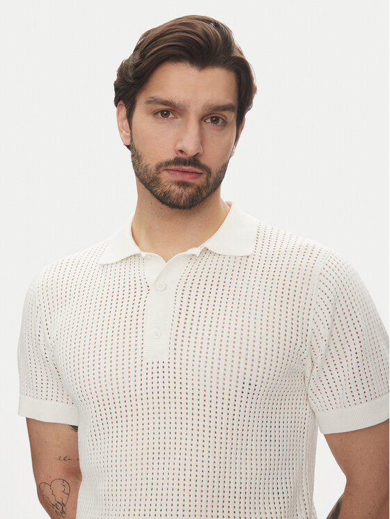 Lindbergh Lindbergh Polo majica 30-804126 Écru Relaxed Fit