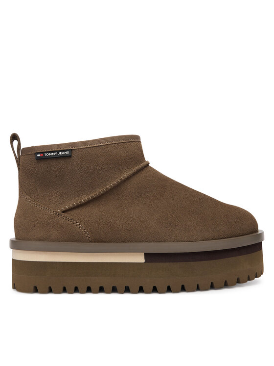 Tommy Jeans Μπότες Χιονιού Tommy Jeans Tjw Flatform Snow Boot Suede EN0EN02841 Καφέ