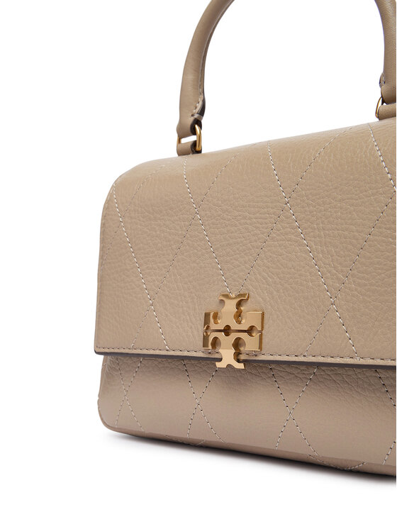 Tory Burch Сумка Tory Burch Charlie Quilted Mini Top Handle Chain Wallet 186032 Бежевий