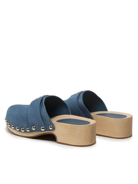 Tommy Hilfiger Chodaki Tommy Hilfiger Th Clog Suede FW0FW07171 Niebieski