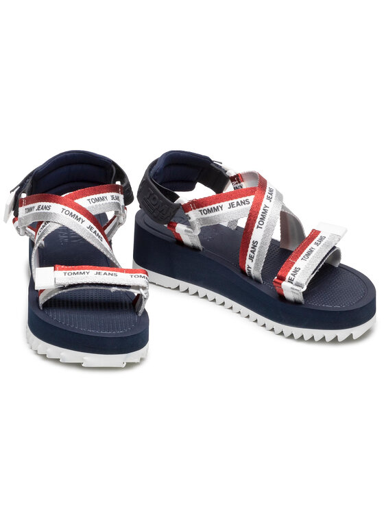 Tommy Jeans Sandali Tommy Jeans Lurex Webbing Strappy Sandal EN0EN01325 Multicolore