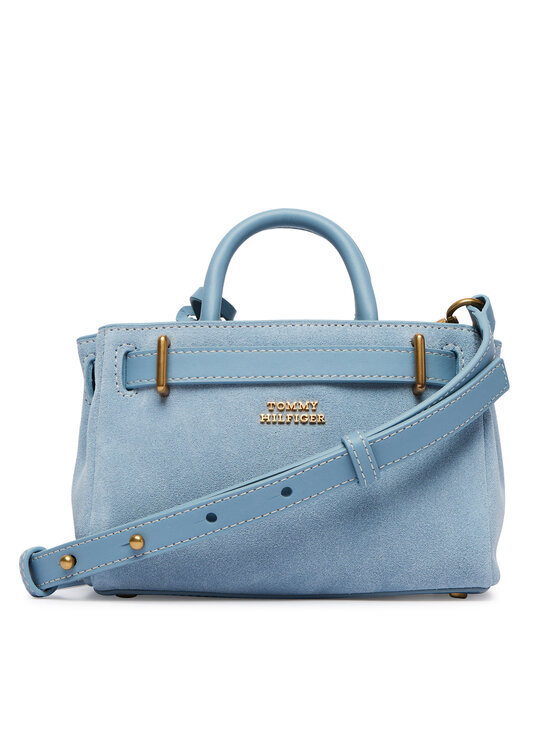 Tommy Hilfiger Borsetta Tommy Hilfiger American Icon Micro Tote Suede AW0AW18853 Celeste