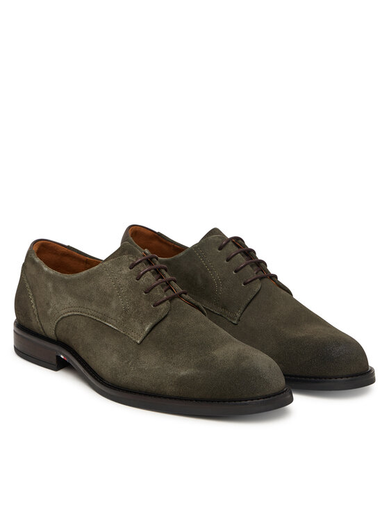 Tommy Hilfiger Κλειστά παπούτσια Tommy Hilfiger Corporate Dressy Suede Shoe FM0FM05969 Πράσινο