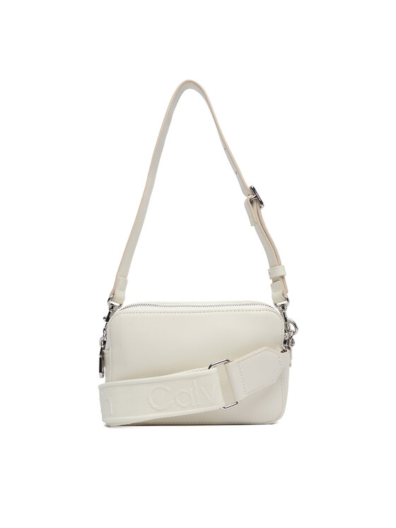 Calvin Klein Borsetta Calvin Klein Webbing Double Strap Camera Bag LV04F3165G Bianco