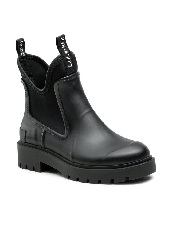 Calvin Klein Jeans Gumijas zābaki Calvin Klein Jeans Mid Rainboot Chelsea YW0YW01034 Melns
