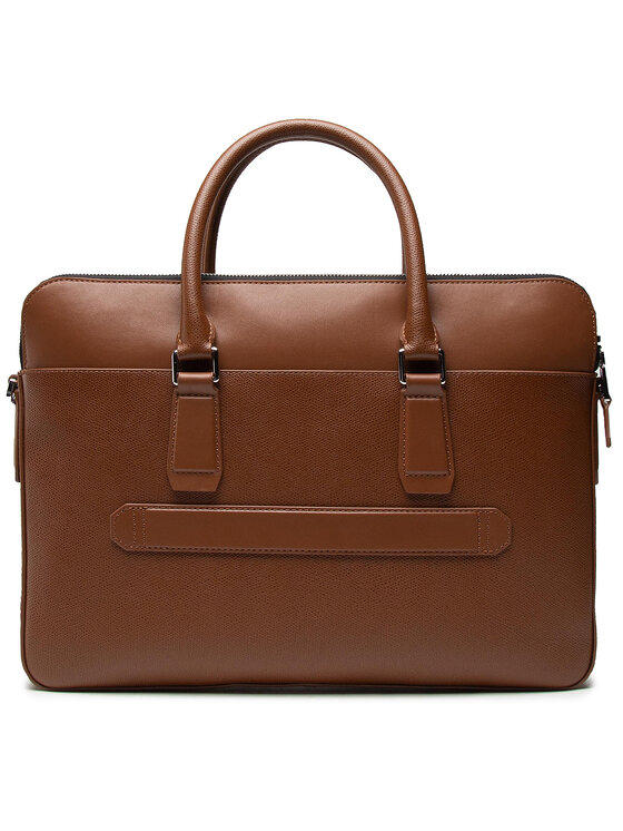 Tommy Hilfiger Taška na laptop Tommy Hilfiger Business Leather Slim Comp AM0AM068420 Hnedá