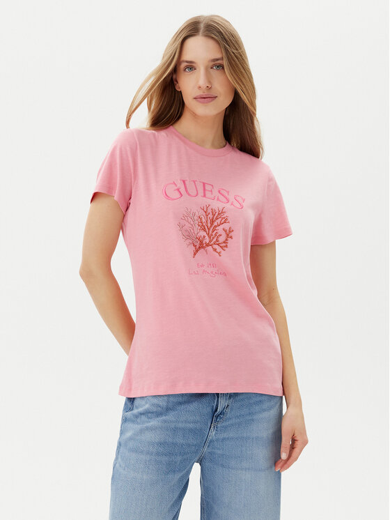 Guess Guess Футболка E5GI03 K8G01 Рожевий Regular Fit
