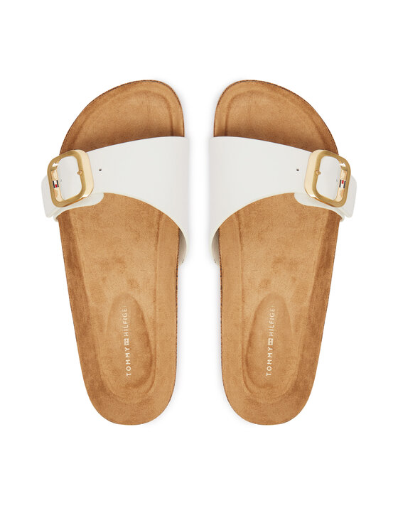 Tommy Hilfiger Чехли Tommy Hilfiger Cork Footbed Slip-On FW0FW09344 Бял