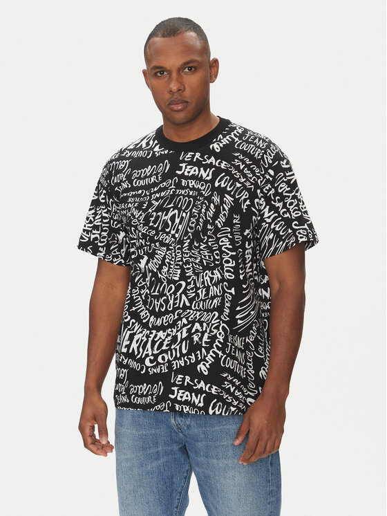 Versace Jeans Couture Versace Jeans Couture T-shirt 78GAH6R0 Crna Regular Fit