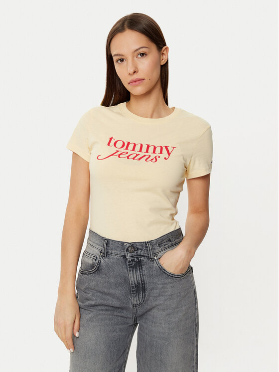 Tommy Jeans Tommy Jeans Póló DW0DW19447 Sárga Slim Fit