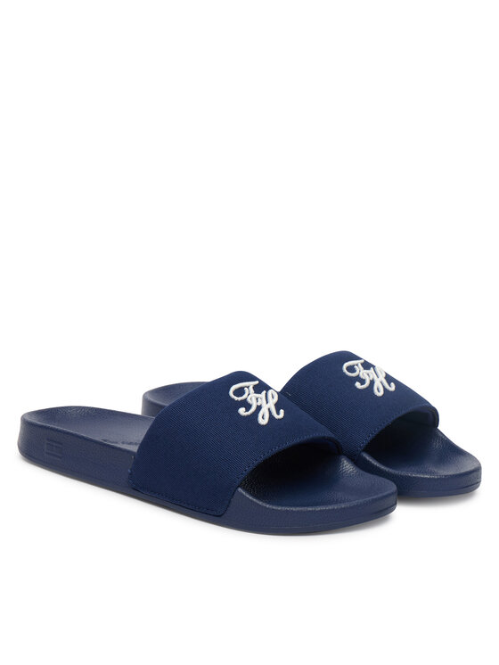 Tommy Hilfiger Klapki Tommy Hilfiger Th Script Pool Slide FW0FW09286 Niebieski