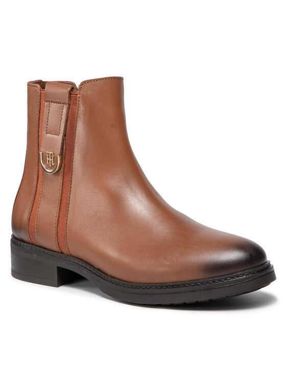 Tommy Hilfiger Μποτάκια Tommy Hilfiger Th Hardware Leather Boot FW0FW05996 Καφέ