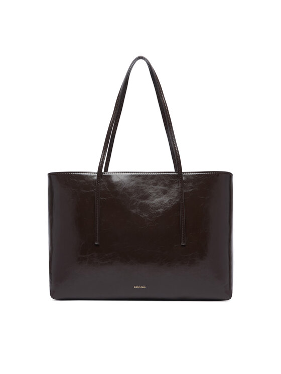 Calvin Klein Torebka Calvin Klein Foil Logo Glossy Tote W/ Pouch LV04F3537G Brązowy