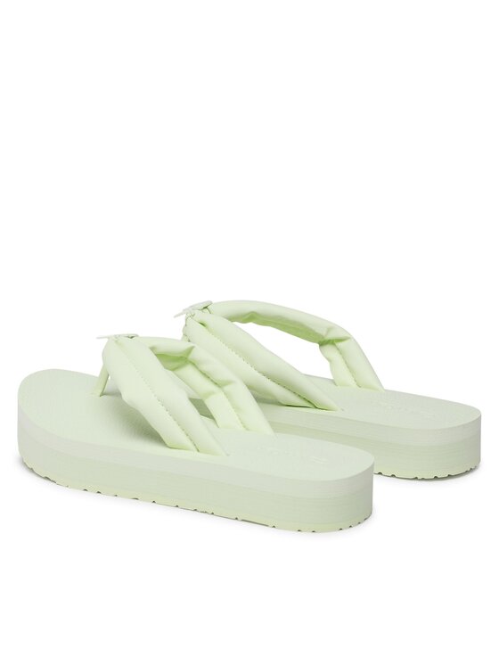 Calvin Klein Čības uz pirksta Calvin Klein Flatform Flip Flop W/Hw HW0HW01503 Zaļš