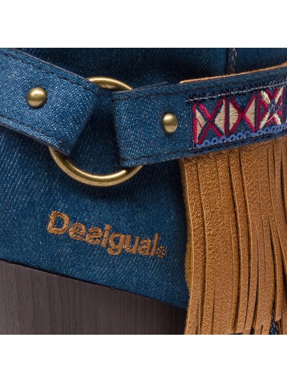 Desigual Īsie zābaki Desigual Shoes Folk Exotic Denim 18WSTD02 Tumši zils