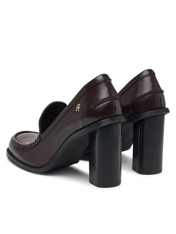 Tommy Hilfiger Poltopánky Tommy Hilfiger Square Toe Heeled Loafer FW0FW09493 Tmavo hnedá