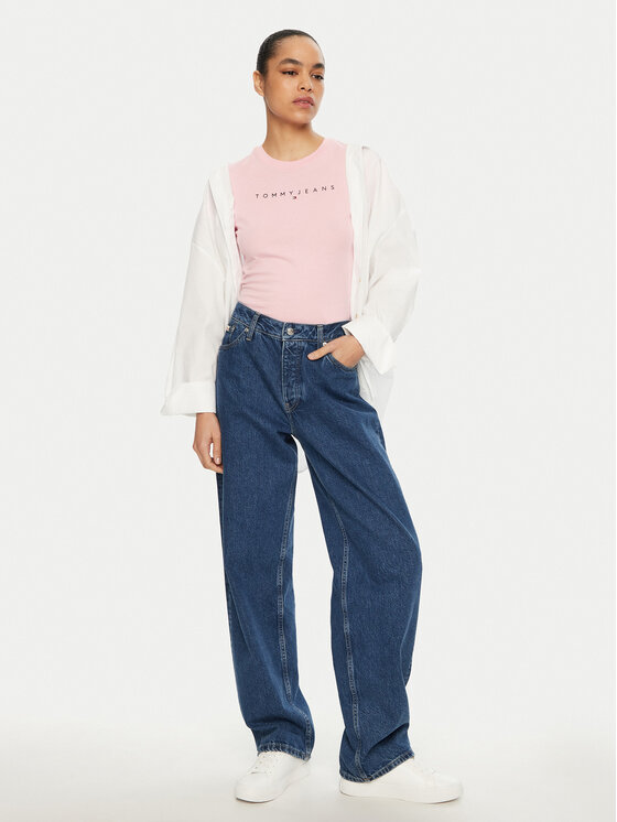 Tommy Jeans Tommy Jeans Camiseta Linear DW0DW18398 Rosa Slim Fit