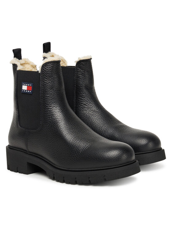 Tommy Jeans Jātnieku stila puszābaki Tommy Jeans Tjw Chelsea Boot Wl EN0EN02826 Melns