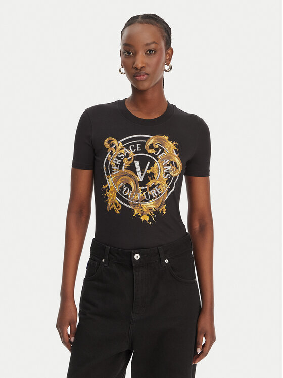 Versace Jeans Couture Versace Jeans Couture Camiseta 80HAHE01 CJ02E Negro Slim Fit
