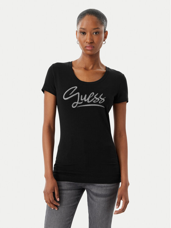 Guess Guess Футболка W6RI24 J1314 Чорний Regular Fit