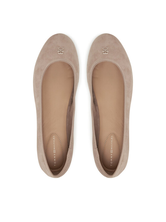 Tommy Hilfiger Baleríny Tommy Hilfiger Th Hardware Suede Ballerina FW0FW08655 Béžová