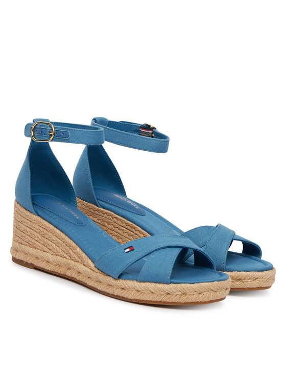Tommy Hilfiger Еспадрили Tommy Hilfiger Hemp Crossover Strap Wedge Espadrilles FW0FW09332 Син