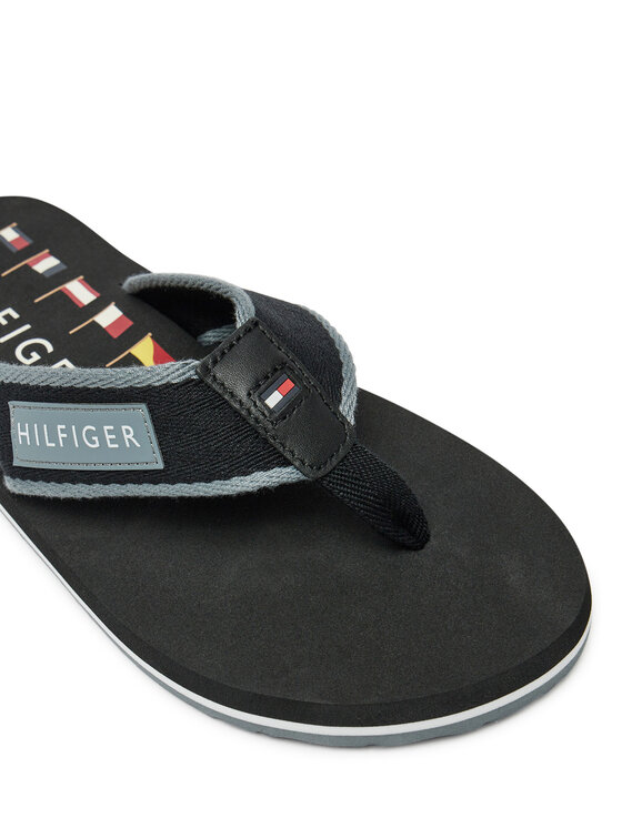 Tommy Hilfiger Čības uz pirksta Tommy Hilfiger Patch Hilfiger Beach Sandal FM0FM05435 Melns