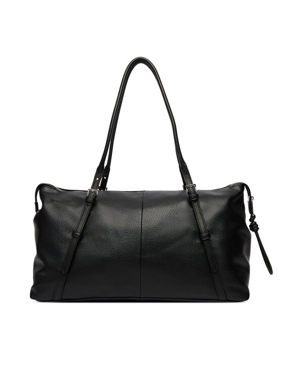Tommy Jeans Ročna torba Tommy Jeans Pebble Grain Metal Logo Tote Bag AW0AW18472 Črna