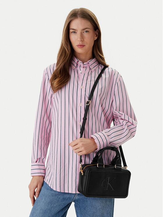 Calvin Klein Ročna torba Calvin Klein Bold Ck Bauletto Crossbody LV04F3411G Črna