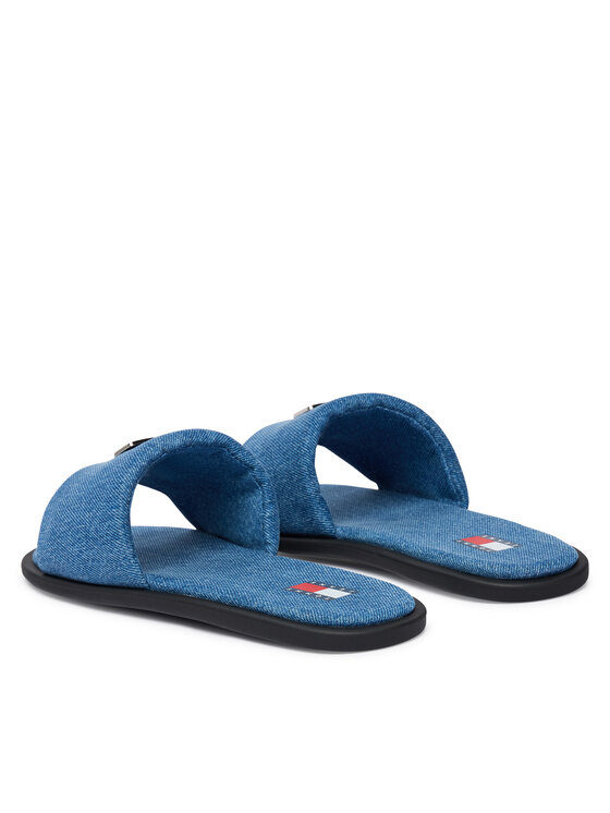 Tommy Jeans Чехли Tommy Jeans Tjw Padded Denim Casual Slide EN0EN03020 Син