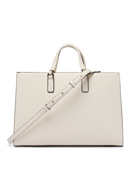 Tommy Hilfiger Ročna torba Tommy Hilfiger Th Daily Satchel Mono AW0AW18418 Écru
