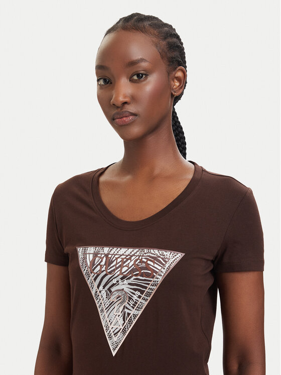 Guess Guess Футболка W6GI19 K3042 Коричневий Regular Fit