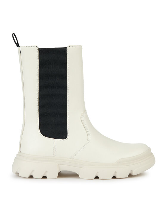 Geox Polokozačky Geox J Junette J36HVE 0BCNH C1M9B D Écru
