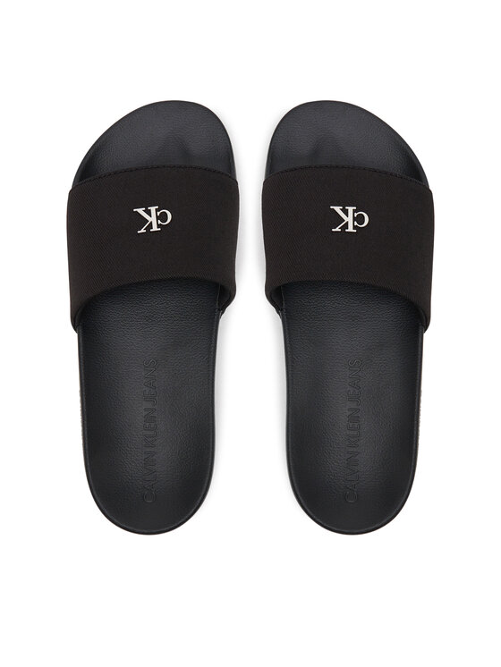 Calvin Klein Jeans Şlapi Calvin Klein Jeans Slide Monogram Hardware YW0YW01713 Negru