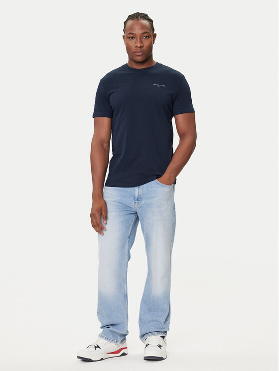 Tommy Jeans Tommy Jeans Majica Linear Chest DM0DM21780 Mornarsko modra Slim Fit