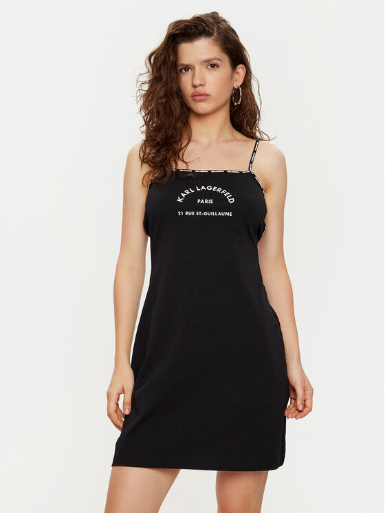 KARL LAGERFELD KARL LAGERFELD Nočna srajca A1W46081 Črna Regular Fit