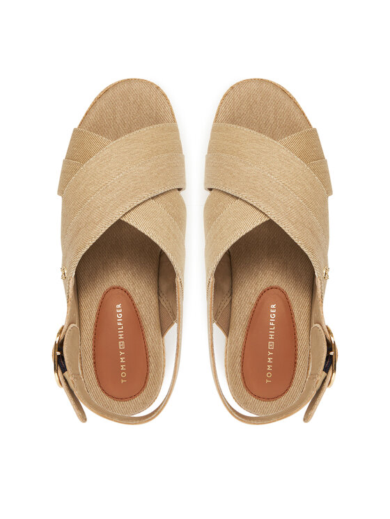 Tommy Hilfiger Espadrilės Tommy Hilfiger Denim Espadrille Platform Sandal FW0FW08669 Smėlio