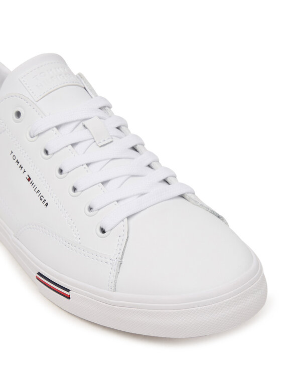 Tommy Hilfiger Sneakers Tommy Hilfiger Signature Midsole Lace-Up Trainers With Leather FM0FM05814 Bianco