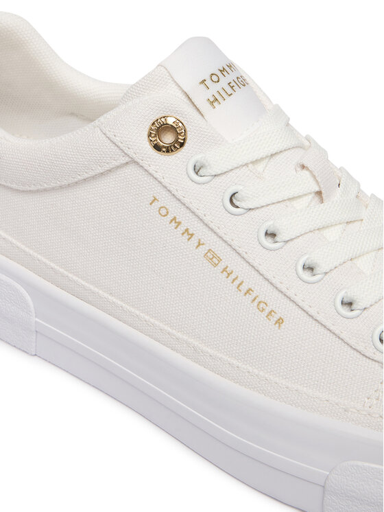 Tommy Hilfiger Sneakersy Tommy Hilfiger Th Foxing Platform Canvas FW0FW09480 Biela