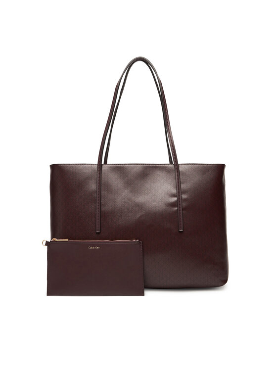 Calvin Klein Torbica Calvin Klein Emblem Aop Tote W/ Pouch LV04F3266G Tamnocrvena