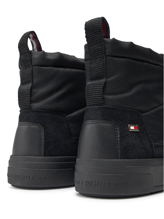 Tommy Hilfiger Śniegowce Tommy Hilfiger Flag Nylon Mini Snowboot FW0FW08334 Czarny
