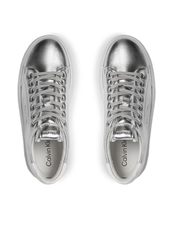 Calvin Klein Zapatillas Calvin Klein Bubble Cupsole Lace Up Metallic HW0HW02008 Plata