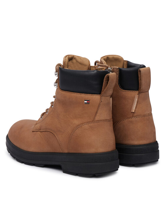 Tommy Hilfiger Зимни обувки Tommy Hilfiger Th Flag Resistant Lace-Up Boot FW0FW09576 Бежов