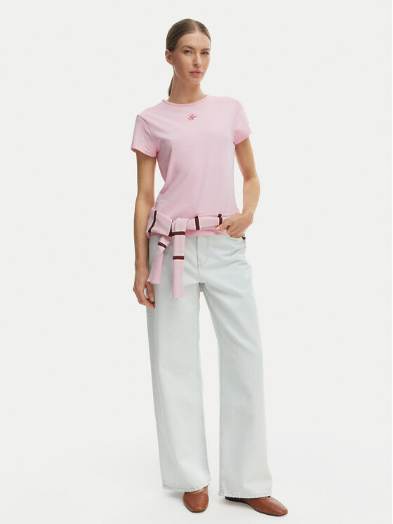Tommy Hilfiger Tommy Hilfiger Camiseta WW0WW48710 Rosa Slim Fit